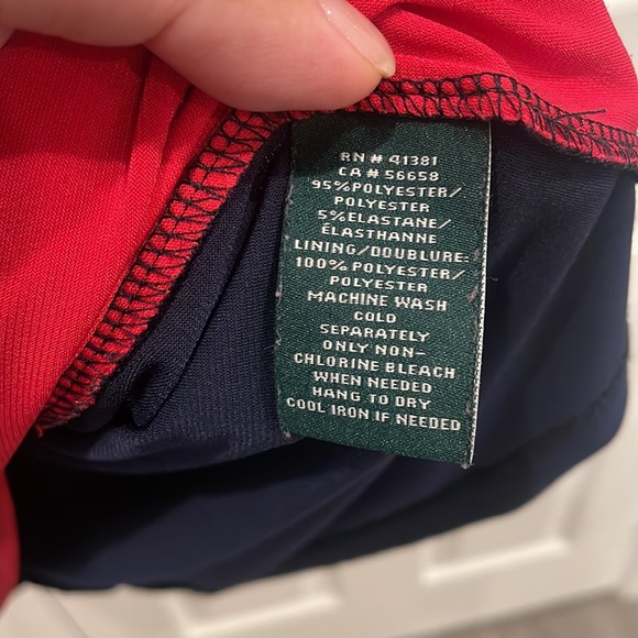 Ralph Lauren navy and red stretch dress Size 12 E20 - Picture 6 of 9